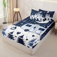 thumbnail image 3 of Manfei Adventure Cartoon Car Zipper Twin Comforter Sets with Fitted Sheet and 2 Pillowcases,Happy Camping Zipper Bedding Set,Black Blue White,Reversible, 3 of 7