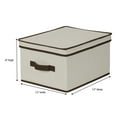 thumbnail image 2 of Household Essentials Large Storage Box with Lid, Soft Poly-Cotton Canvas with Reinforced Frame, Fully-Removable Lid, Front Handle, Versatile, Foldable and Stackable, Natural with Coffee Trim, 2 of 7
