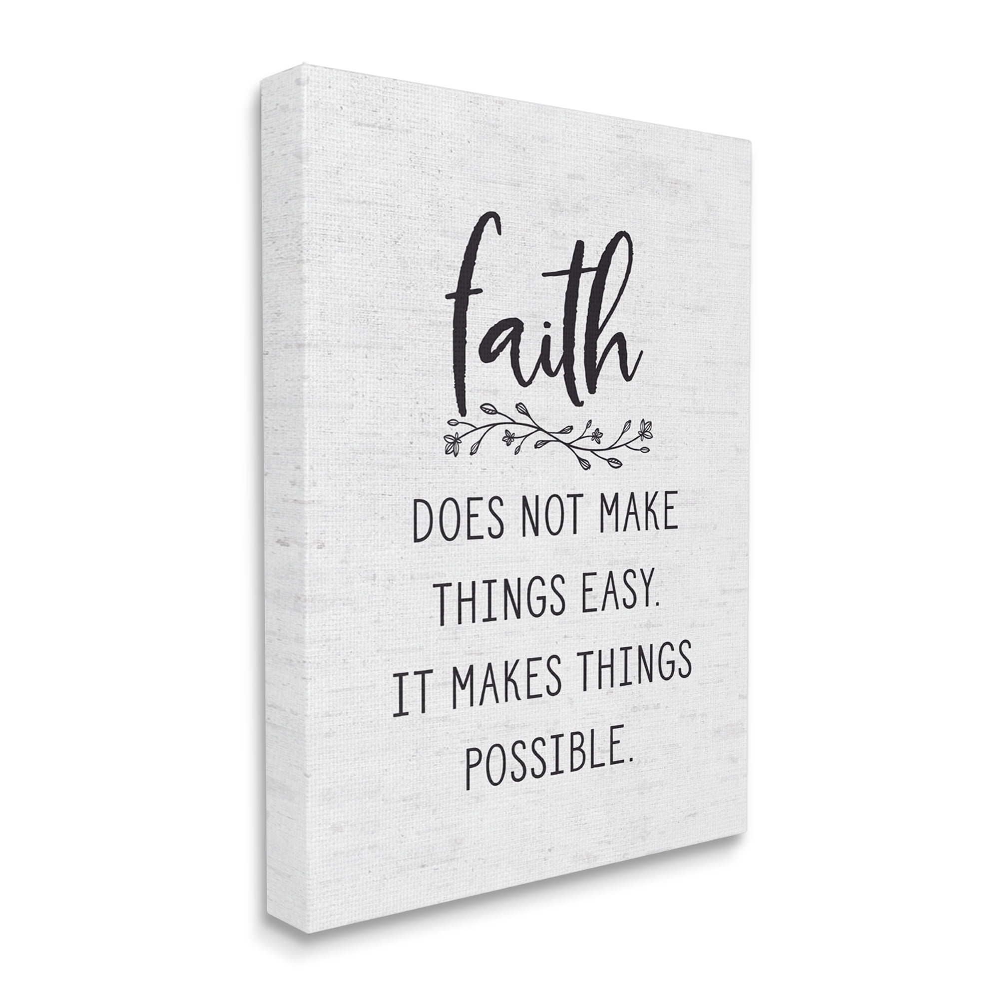 Stupell Industries Encouraging Faith Quote Rustic Botanical Sprig Design Graphic Art Gallery Wrapped Canvas Print Wall Art, Design by Lettered and Lined