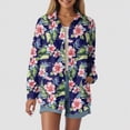 thumbnail image 2 of Towmus Women Hawaiian Shirts Oversized Floral Printed Lapel Neck Button Down Long Sleeve Fall Tunic Tops Casual Cardigan Shirt, 2 of 5