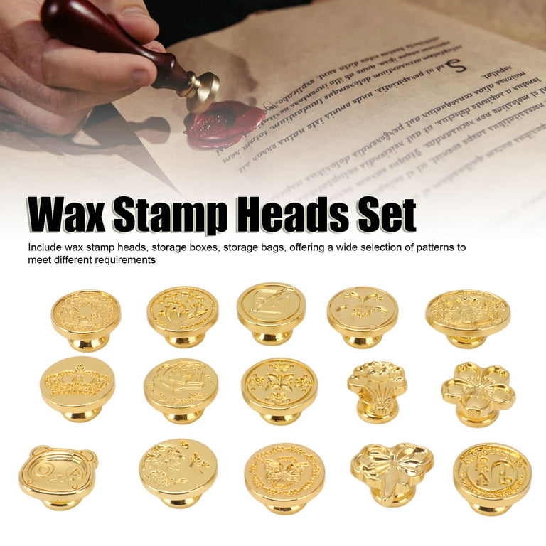 15pcs Wax Sealing Stamp Set Creative Special Shaped Sealing Wax Stamp Heads  For Cards Envelopes Invitations Gift Packaging