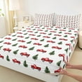 thumbnail image 3 of Feelyou Kawaii Xmas Tree Queen Sheet Sets, Red Rustic Truck Flat Sheet, Merry Christmas Queen Fitted Sheet, Ultra Soft Home Decor,4 Pieces, 3 of 7