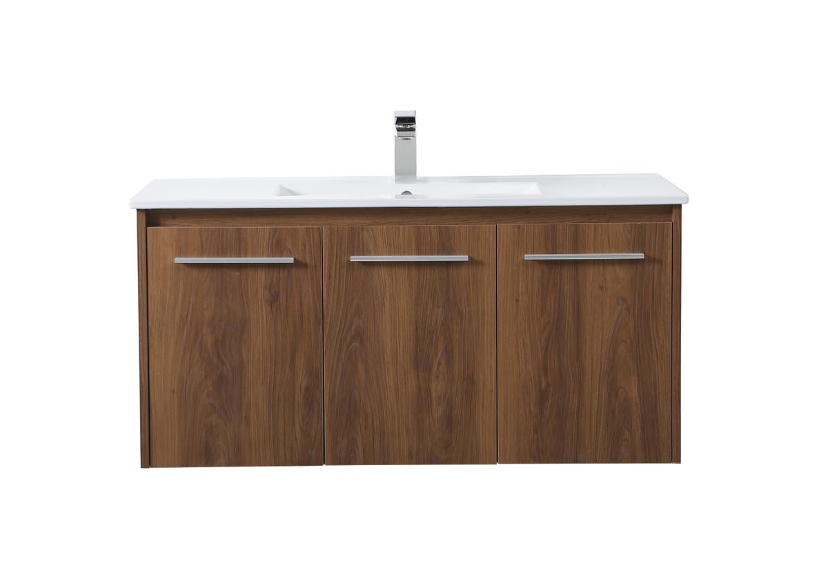40 inch Single Bathroom Floating Vanity in Walnut Brown - Walmart.com ...