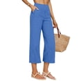 thumbnail image 5 of Hurxie Women's Wide Leg High Waisted Linen Capri Pants Blue,XL, 5 of 6