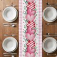 thumbnail image 6 of Valentines Day Table Runner - 108 Inch Long, Kitchen Dining Table Runner Dresser Scarves, Modern Love Heart Eucalyptus Leaf Pink Plaid Farmhouse Decor for Coffee Tables Wedding Party Banquet, 6 of 8