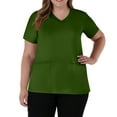 thumbnail image 5 of Garbnen Green Women Scrub Top Stretch V Neck Short Sleeve Nurse Uniform with Pocket Solid Color Women&nbsp;shirts S-5XL, 5 of 5
