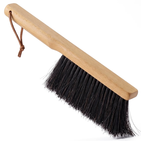 Takavu Horsehair Counter Brush with Beech Wood Handle - Hand Brush for Outdoor Furniture, Patio Cushions, Workbench, Shop and Bench Sawdust, Drafting Table and Fireplace Cleaning, 12.6 In