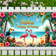 thumbnail image 5 of Beach Flamingo Banner Tropical Aloha Birthday Island Party Decor for Luau Celebration Summer Vacation Photo Booth, 5 of 7