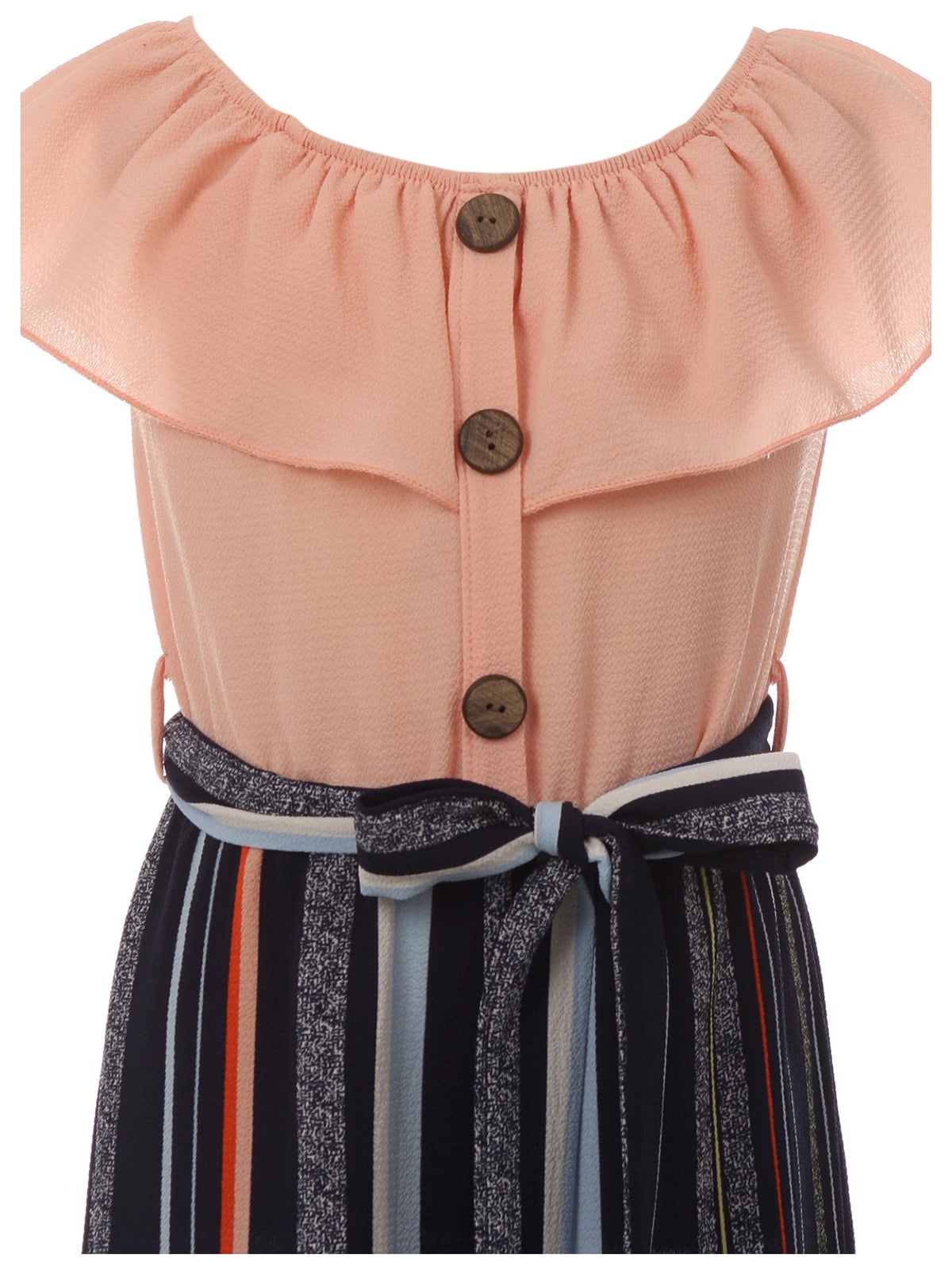 Little Girls Cold Shoulder Fit Jumpsuit Chiffon Belt Summer Romper Jumpsuit USA