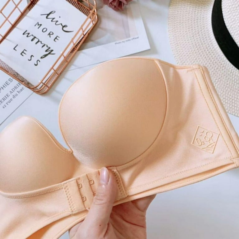 [Big Clear!]Strapless Bra Backless Bras Silicone Push up Bra for Women  Adjustable Shoudler Front Closure Bras