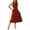 Brick Red, variant on Women Summer Casual Pleated Midi Dress Tie Neck Swiss Dot Formal Shirred Waist Wedding Guest Swing Dress XL Brick Red