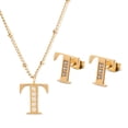 thumbnail image 1 of Juego Joyería Mujer, Collar Aretes Inicial Letras LuckyLy, Acero Inoxidable Baño de Oro 18k dorado UNITALLA, 1 of 6