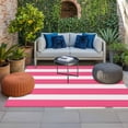 thumbnail image 2 of Pink Striped Outdoor Rug for Patio/Deck/Porch, Non-Slip Large Area Rug 6 x 9 Ft, Modern Simple Monochrome Geometric White Indoor Outdoor Rugs Washable Area Rugs, Reversible Camping Rug Carpet Runner, 2 of 8