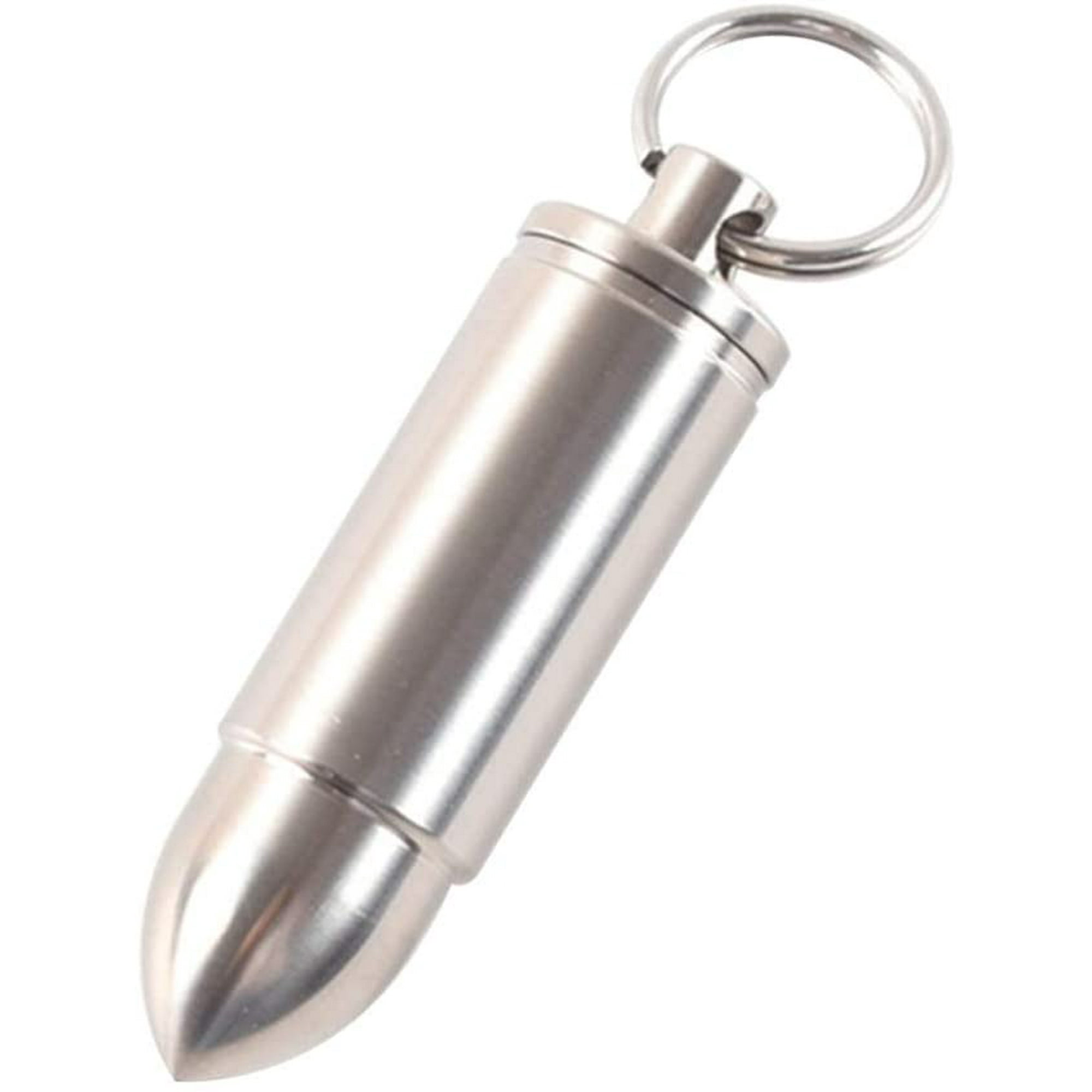 Mini Pill Fob Waterproof Titanium Bullet Pill Holder Box Necklace