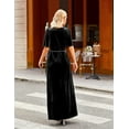 thumbnail image 4 of Women's V Neck Wrap Velvet Maxi Dress Bell Sleeve Split Bridesmaid Cocktail Party Dress, 4 of 7