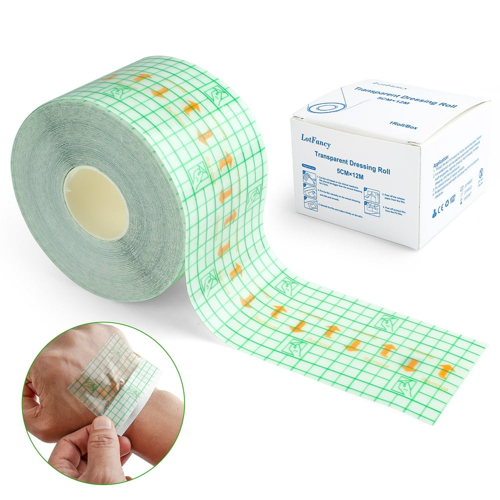 2 in x 13 Yards Transparent Tape, Tattoo Bandage Roll, LotFancy