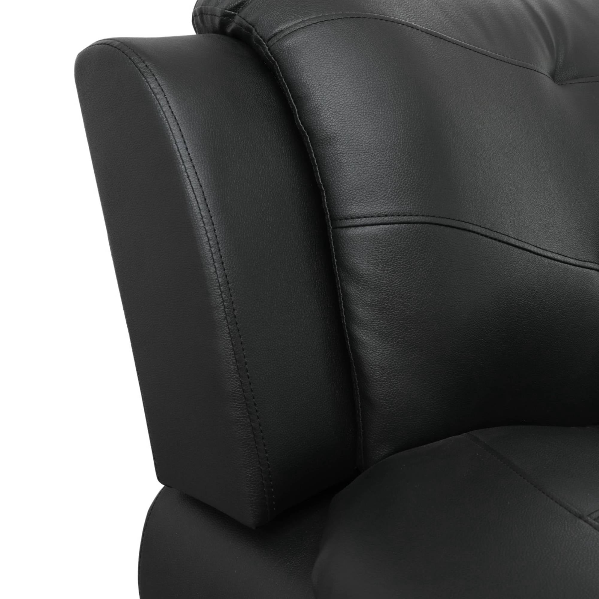 Trumanpick Leather 3 Seat Sofa Chair, Modern Comfy Sofa Couch for Living Room Furniture, Black