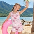 thumbnail image 4 of COEQINE Girls Two Piece Tankini Swimsuit Racerback Bathing Suit with Chest Pad, Summer Hawaiian Swimwear with Boyshort for Kids 6-7 Years, for Water Play, Pink White Bow Heart, 4 of 8