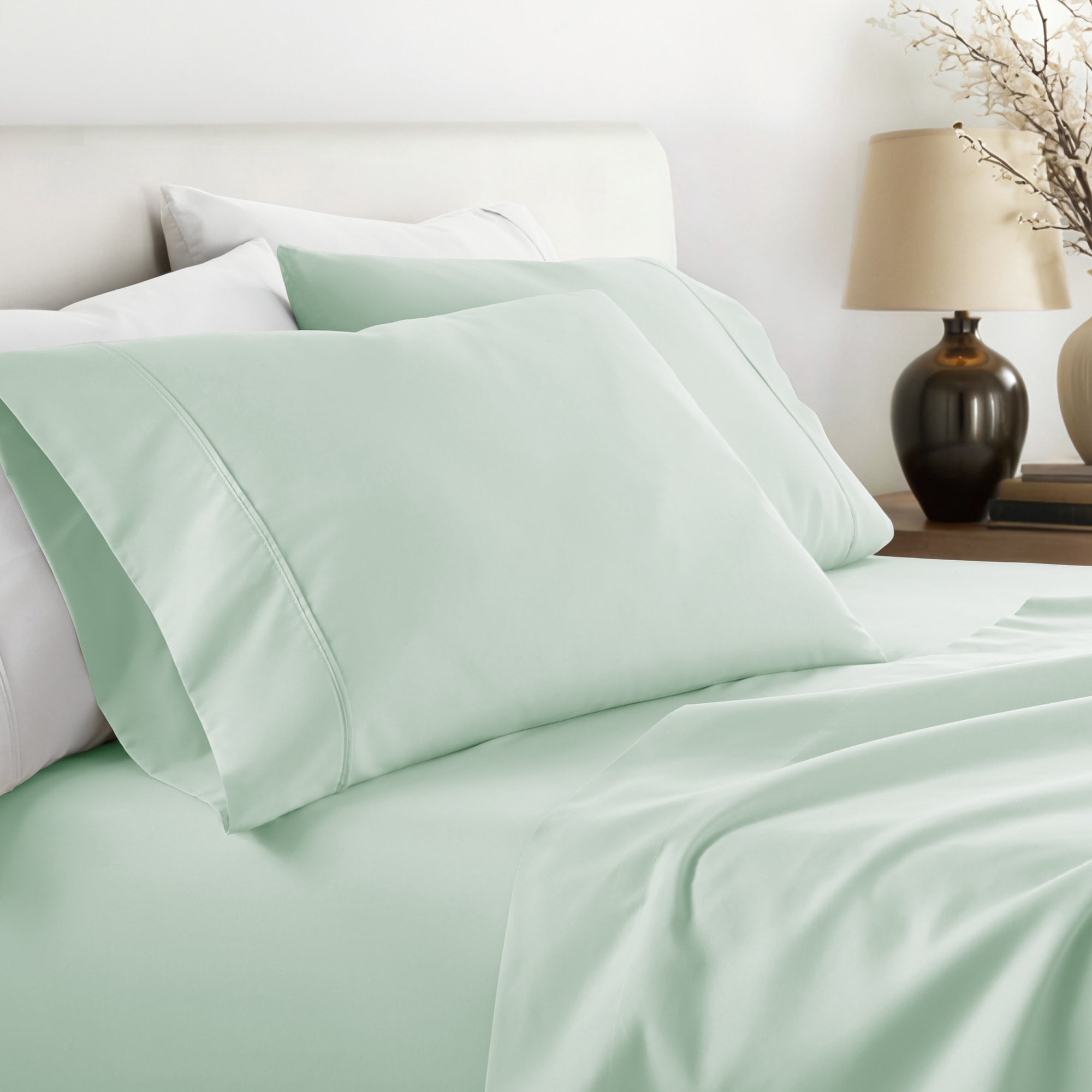 Noble Linens 2 Piece Pillow Case Set, Aqua, Standard/Queen