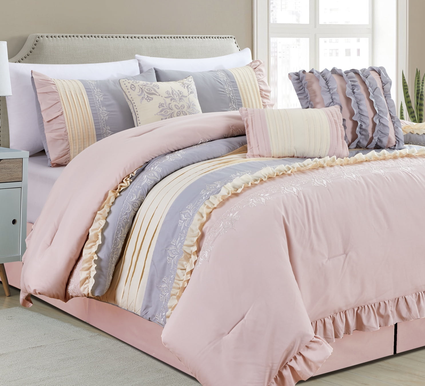 ANTOBELLA Collection Comforter Set 7Piece Bed in a bag Comforter