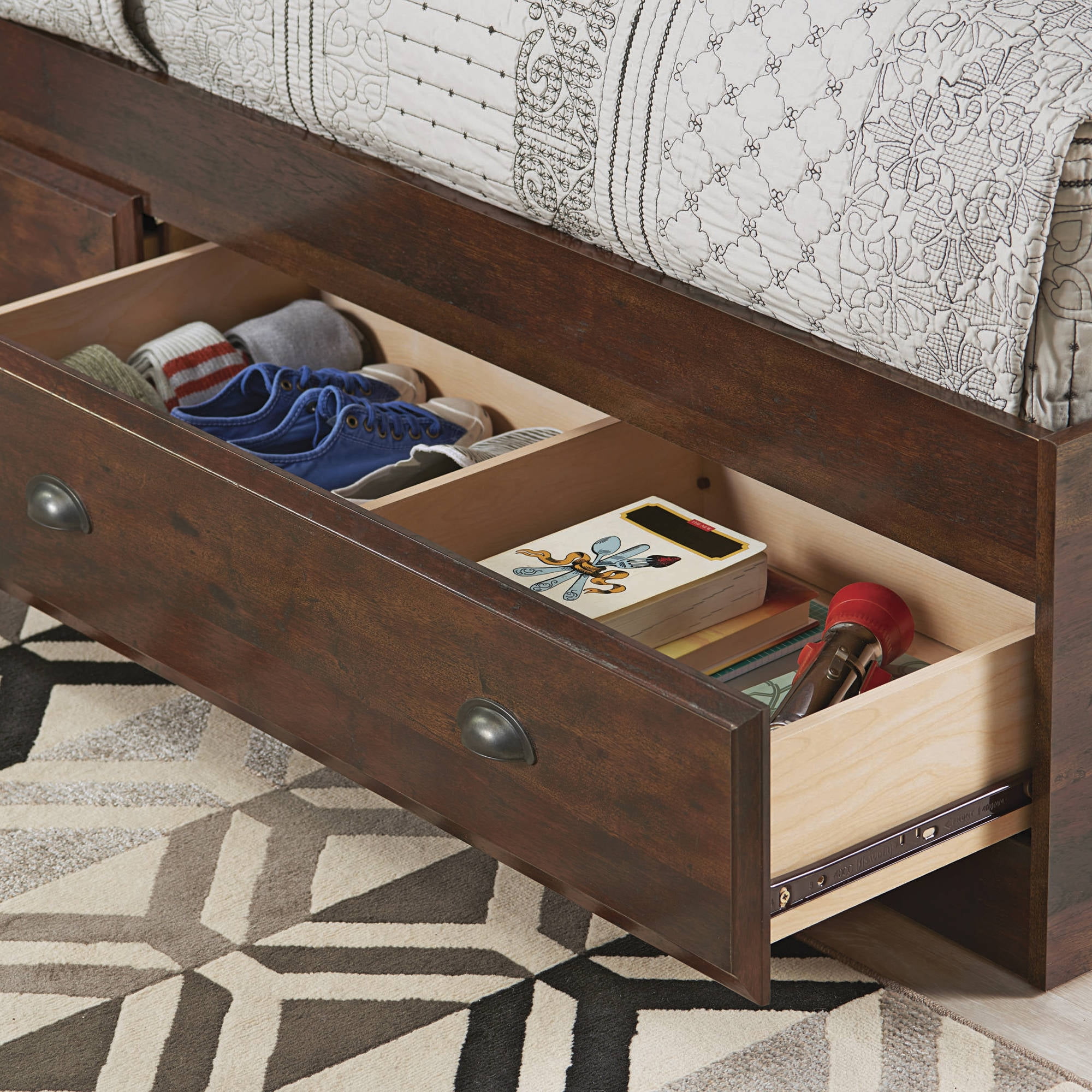 Better Homes & Gardens Leighton Kids, Teen Twin Contemporary Wood Composite Bed, Rustic Cherry