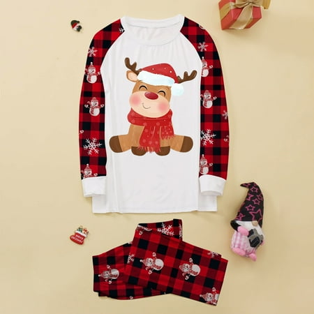 

ERTUTUYI Christmas Mom Pajamas For Family Matching Christmas Family Pjs Sets Xmas Print Pjs Plaid Holiday Sleepwear Print Sleepwear Matching Set White L