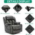 thumbnail image 6 of VIVIJASON Manual Swivel Rocking Glider Recliner Chair with Heat & Vibration Massage, 360° Swivel Overstuffed Reclining Chair with 2 Cup Holders, Side Pockets & USB Ports for Living Room, Gray, 6 of 7