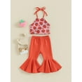 thumbnail image 3 of Musuos Baby Girls Fashion Summer Outfit, 0-3 Years Tie-up Halterneck Strawberry Print Vest with Flare Pants Toddler 2-piece Outfit, 3 of 9