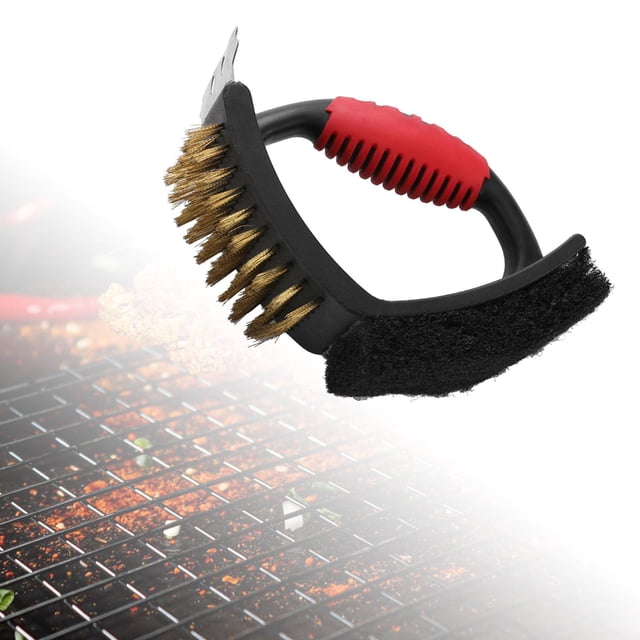 Cepillo de limpieza para fregador de barbacoa, accesorios portátiles para parrilla, cepillos para barbacoa Alambre de cobre Cola Cepillo para parrilla