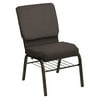 HERCULES Series 18.5''W Church Chair in Shire Stonewall Fabric with Book Rack - Gold Vein Frame