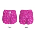 thumbnail image 3 of Balery Rose Red Glitter Pantalones cortos deportivos para mujer con forro y dos bolsillos, elásticos, para entrenamiento, gimnasio, yoga-Small, 3 of 7
