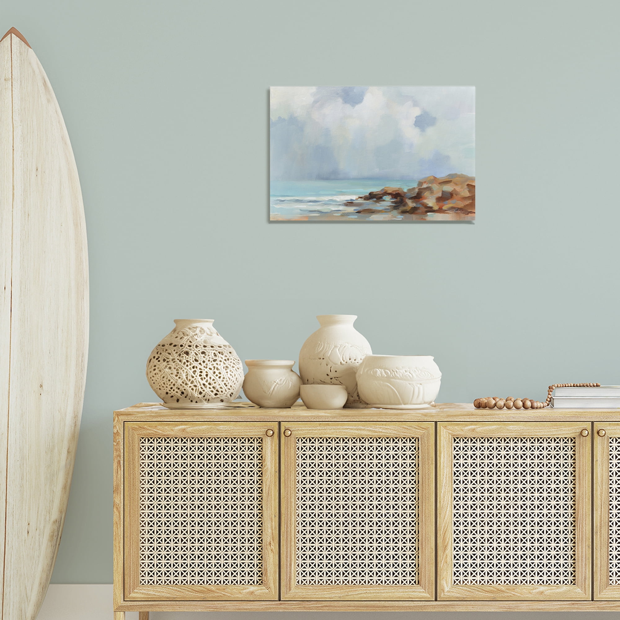 Stupell Industries Morning at Stone Beach Landscape & Nature Painting Wrapped Canvas Art Print Wall Art, 24 x 16