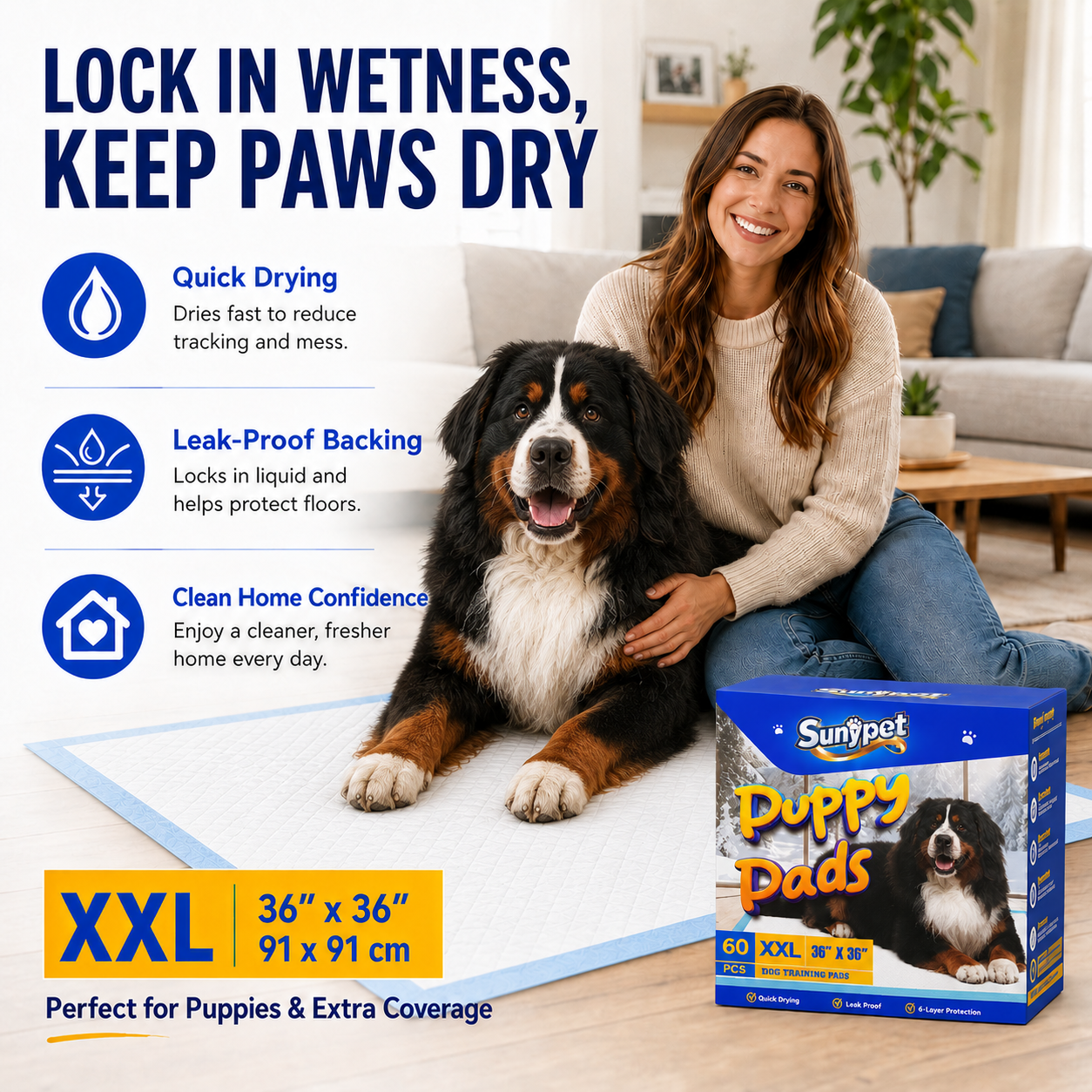 Sunypet Puppy Pads, XXL 36x36 Inches, 60 Count photo 8