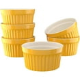 thumbnail image 3 of Kook 8 oz Porcelain Ramekins, Oven Safe, For Baking Pot Pies, Crème Brule, Lava Cake, Soup, Set of 6, Mustard, 3 of 4
