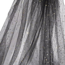 2 Yards x 160cm Star Moon Tulle Black Lace Netting Fabric Glitter Mesh Fabric with Gold Sequins DIY