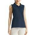 thumbnail image 2 of ZHENHONG T Shirts for Women,Plain Stand Up Collar Sleeveless Sports Tennis Tops Casual Henley Neck Blouse,Blue Women Blouses, 2 of 6