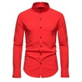 thumbnail image 1 of Camisas s Para Hombre Slim Fit Camisa de manga larga para vestido de boda de fiesta de color sólido a la moda para hombre (Red, XXL), 1 of 4