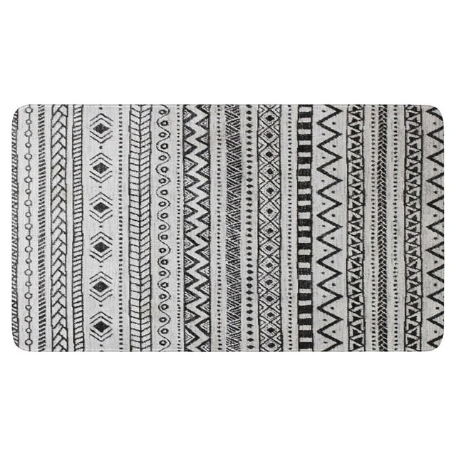 Collection Accent Door Rug 30x17in Black Moroccan Boho Tribal Design Doormat, Non-Skid Absorbent Door Rug High Traffic Areas Rugs for Entryway Living Room Bedroom