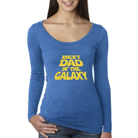 Trendy USA 715 - Women's Long Sleeve T-Shirt Best Dad in The Galaxy Star Wars Opening Crawl XL Royal (Best Service Galaxy Vintage)