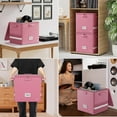 thumbnail image 5 of Vinyl Record Storage Box with Lock, Fireproof＆Water Resistant Record Organizer for 100+ Single Records(12-inch), Collapsible Storage Crate with Lid&Handles for Valuable Album Collection,Pink, 5 of 9