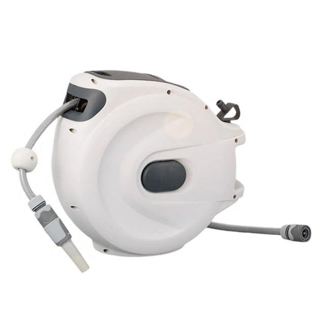 jinwen Automatic Rewind Hose Reel ,Slow Return System, Wall Mounted ,Any Length Lock ,Retractable Garden Hose Reel for Lawn Watering 20 M 2M