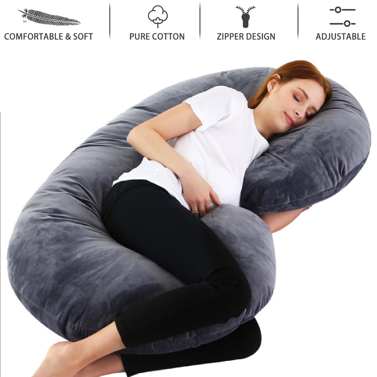 Pregnancy Pillow, 55 inches C Shaped Maternity Pillow with Removable Cover Full Body Pillow