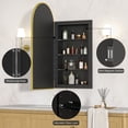 thumbnail image 6 of Hironpal 16" x 32" Farmhouse Recessed or Surface Mount Arched Metal Bathroom Medicine Cabinets with Mirror and 3 Adjustable Glass Shelves, Brushed Gold, 6 of 9