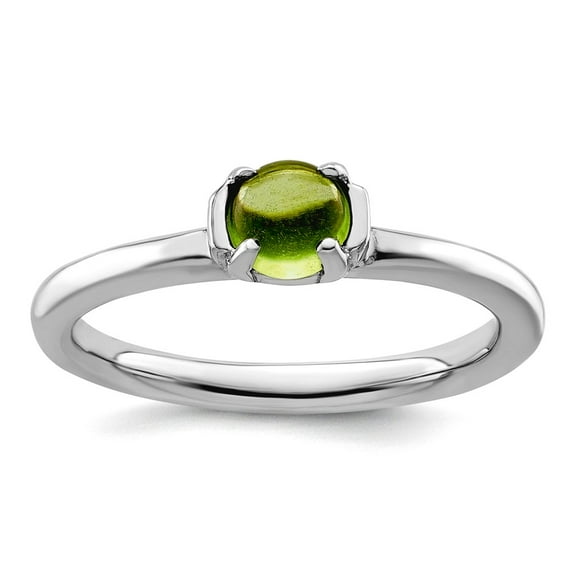 2.5mm 925 Sterling Silver Prong set Stackable Polished Peridot Ring Size 5 Stackable Ring for Women