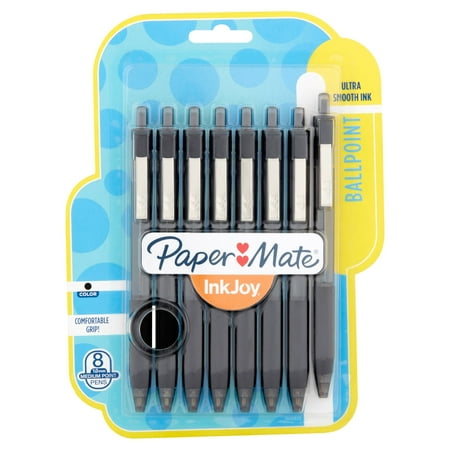 Paper Mate InkJoy Ultra Smooth Ink Medium Point 1.0mm Ballpoint Pens, 8 (Best Black Gel Pen In India)