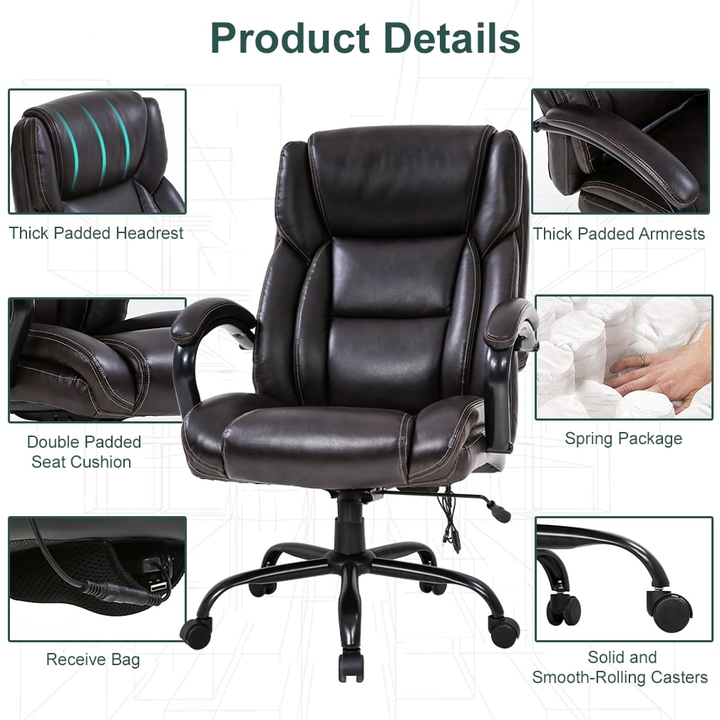 BestOffice Big and Tall Office Chair, Lumbar Support, Rolling Swivel for Men, Women(Brown)