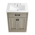 thumbnail image 4 of Burdon 24 in. Brown Oak Bathroom Vanity With White, 3-Hole Ceramic Sink Top, 4 of 7