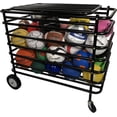 thumbnail image 2 of Champion Sports Ultimate Lockable Ball Locker – Heavy Duty Powder Coated Steel Ball Locker with Swivel Caster and Rear Wheels – Hinged Lid - Holds Up to 30 Balls – Black, 2 of 7