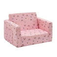 thumbnail image 6 of Ulax Furniture Kids Sofa Flip-Out Chair 2-in-1 Convertible Chair to Lounger for Kids Couch, Pink Rainbow, 6 of 8