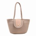 thumbnail image 2 of Bolsas de hombro tejidos de cuerda de algodón informales Bolsas de mano de gran capacidad para el trabajo (Beige) Likrtyny Para Estrenar, 2 of 9